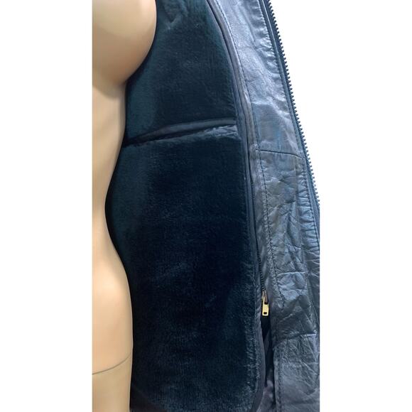 70s Wilsons Black Leather Bomber Jacket with Faux Fur Zip Out Lining - Picture 8 of 9